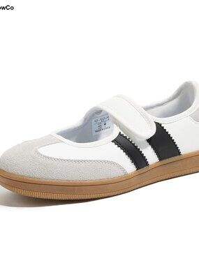 Women's Retro Platform Sneakers Thin Sole Slip On Hook & Loop Casual Skate Shoes